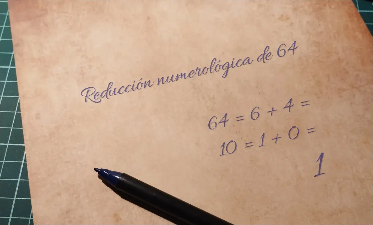 El significado del 64 pasa por su reducción numerológica a Uno, ejemplo de como reducir el 64