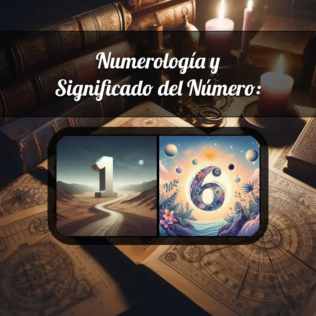 Una imágen que muestra el número 16 con los dos numeros que lo componen, la imagen muestra un fondo adecuado tras cada numero para reflejar mejor su significado.