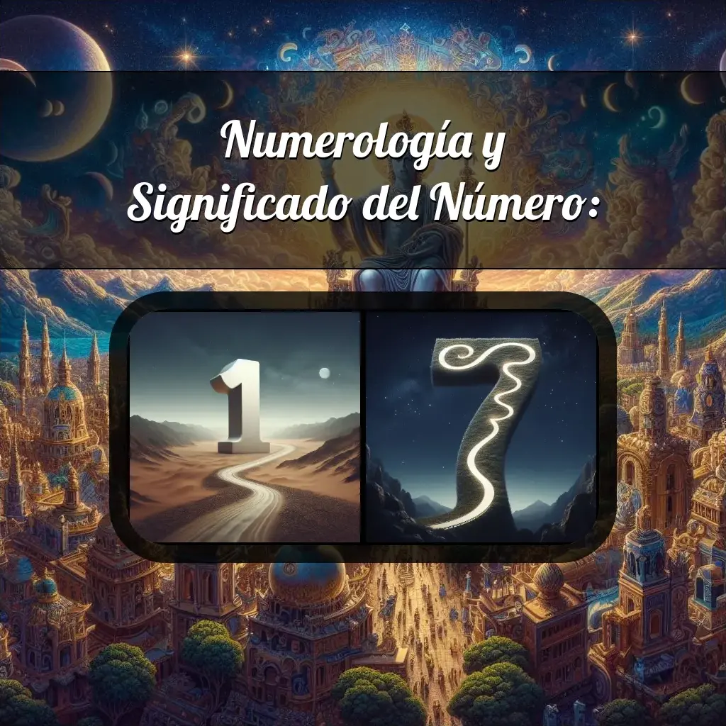 Una imágen que muestra el número 17 con los dos numeros que lo componen, la imagen muestra un fondo adecuado tras cada numero para reflejar mejor su significado.