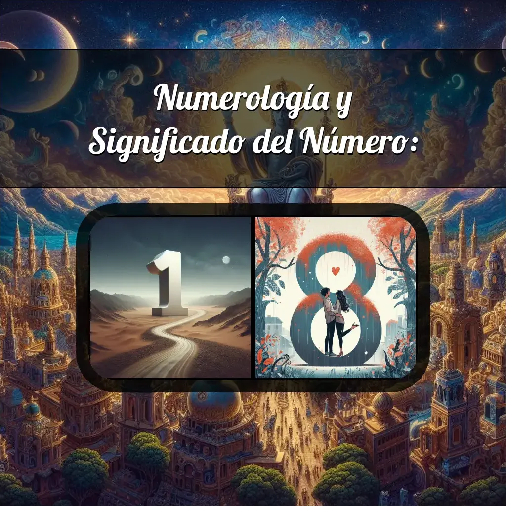 Una imágen que muestra el número 18 con los dos numeros que lo componen, la imagen muestra un fondo adecuado tras cada numero para reflejar mejor su significado.