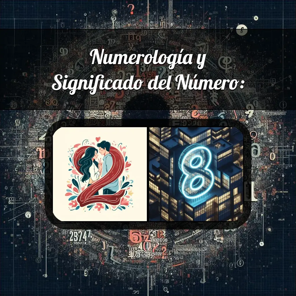 Una imágen que muestra el número 28 con los dos numeros que lo componen, la imagen muestra un fondo adecuado tras cada numero para reflejar mejor su significado.