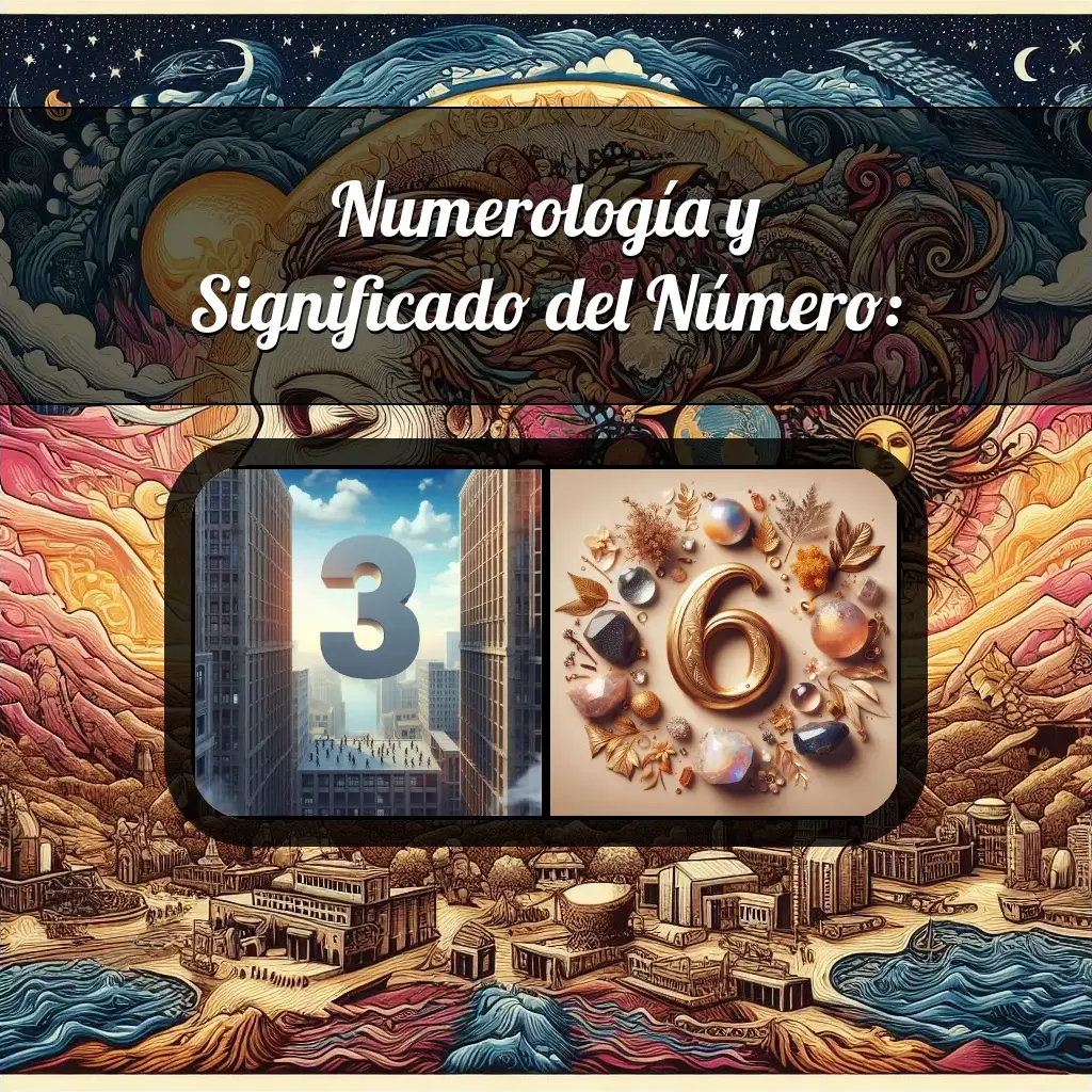 Una imágen que muestra el número 36 con los dos numeros que lo componen, la imagen muestra un fondo adecuado tras cada numero para reflejar mejor su significado.