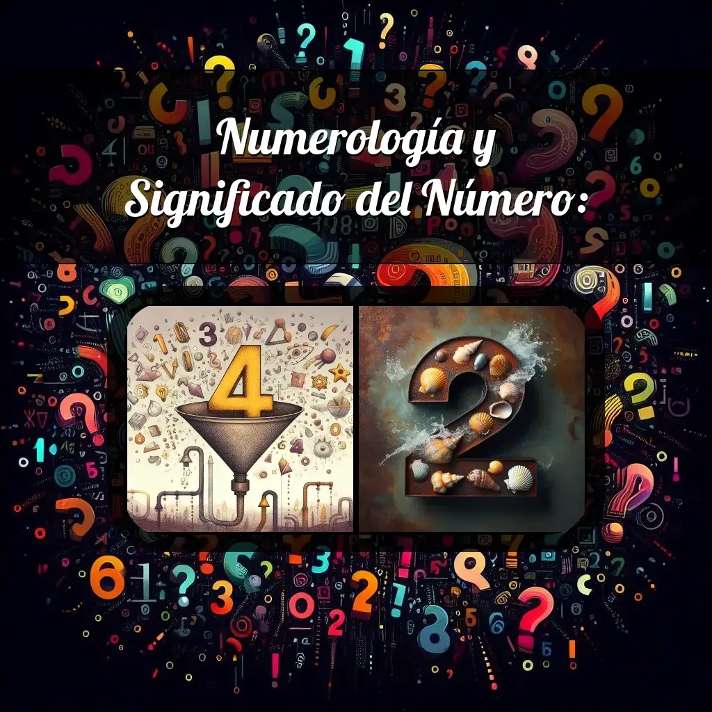 Una imágen que muestra el número 42 con los dos numeros que lo componen, la imagen muestra un fondo adecuado tras cada numero para reflejar mejor su significado.