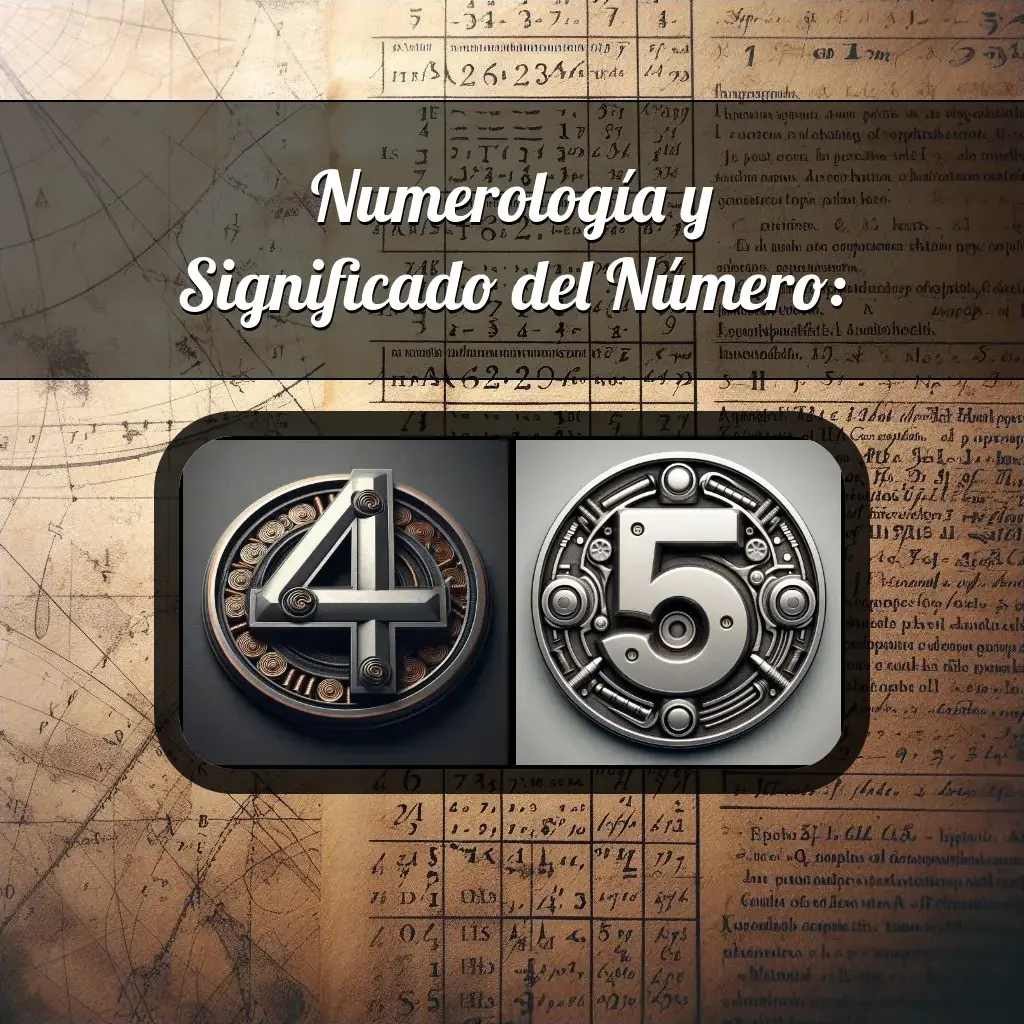 Una imágen que muestra el número 45 con los dos numeros que lo componen, la imagen muestra un fondo adecuado tras cada numero para reflejar mejor su significado.