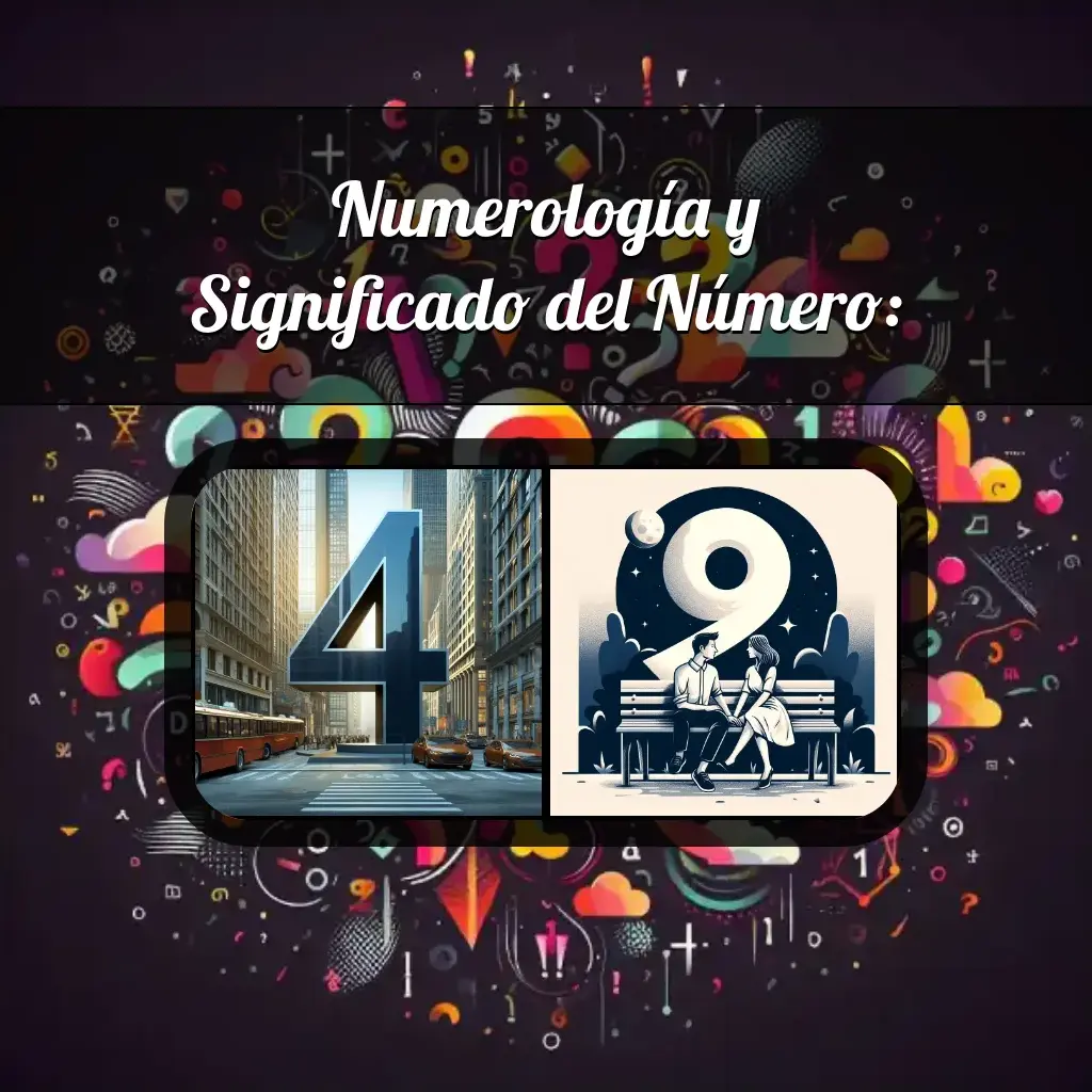 Una imágen que muestra el número 49 con los dos numeros que lo componen, la imagen muestra un fondo adecuado tras cada numero para reflejar mejor su significado.