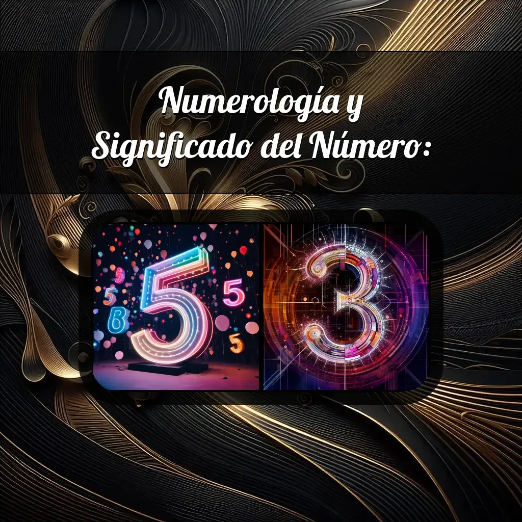 Una imágen que muestra el número 53 con los dos numeros que lo componen, la imagen muestra un fondo adecuado tras cada numero para reflejar mejor su significado.