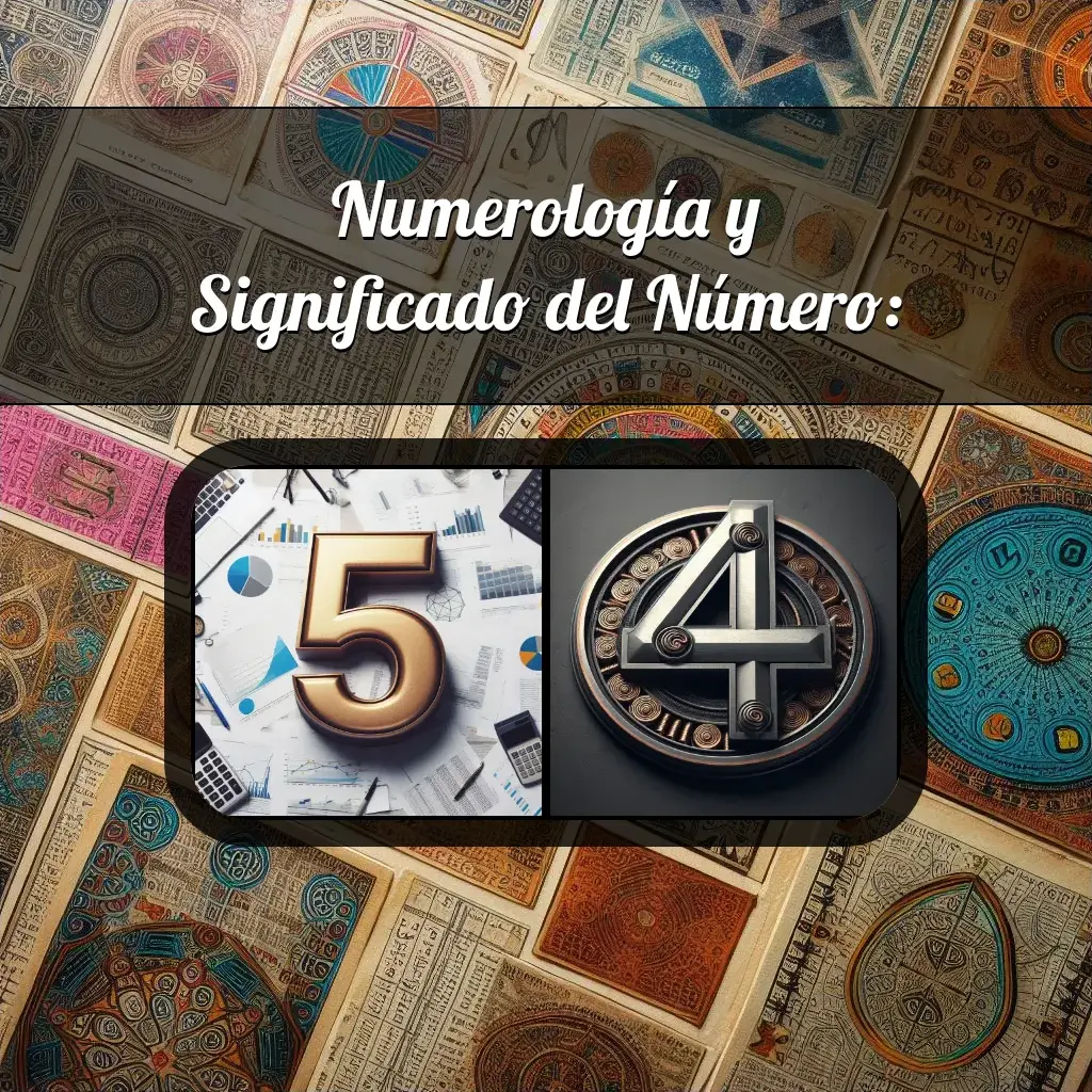 Una imágen que muestra el número 54 con los dos numeros que lo componen, la imagen muestra un fondo adecuado tras cada numero para reflejar mejor su significado.