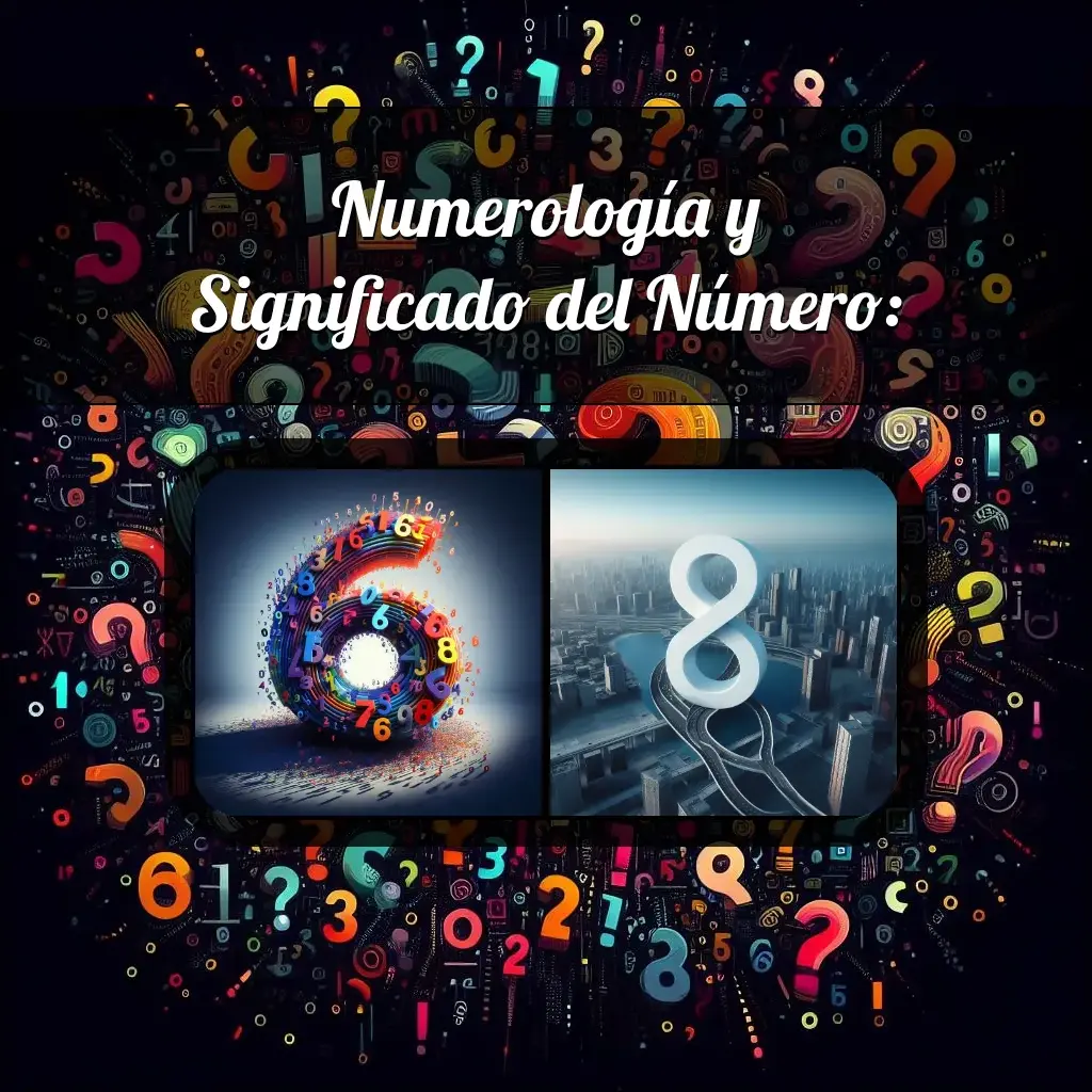 Una imágen que muestra el número 68 con los dos numeros que lo componen, la imagen muestra un fondo adecuado tras cada numero para reflejar mejor su significado.