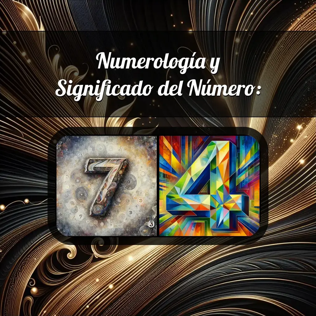 Una imágen que muestra el número 74 con los dos numeros que lo componen, la imagen muestra un fondo adecuado tras cada numero para reflejar mejor su significado.