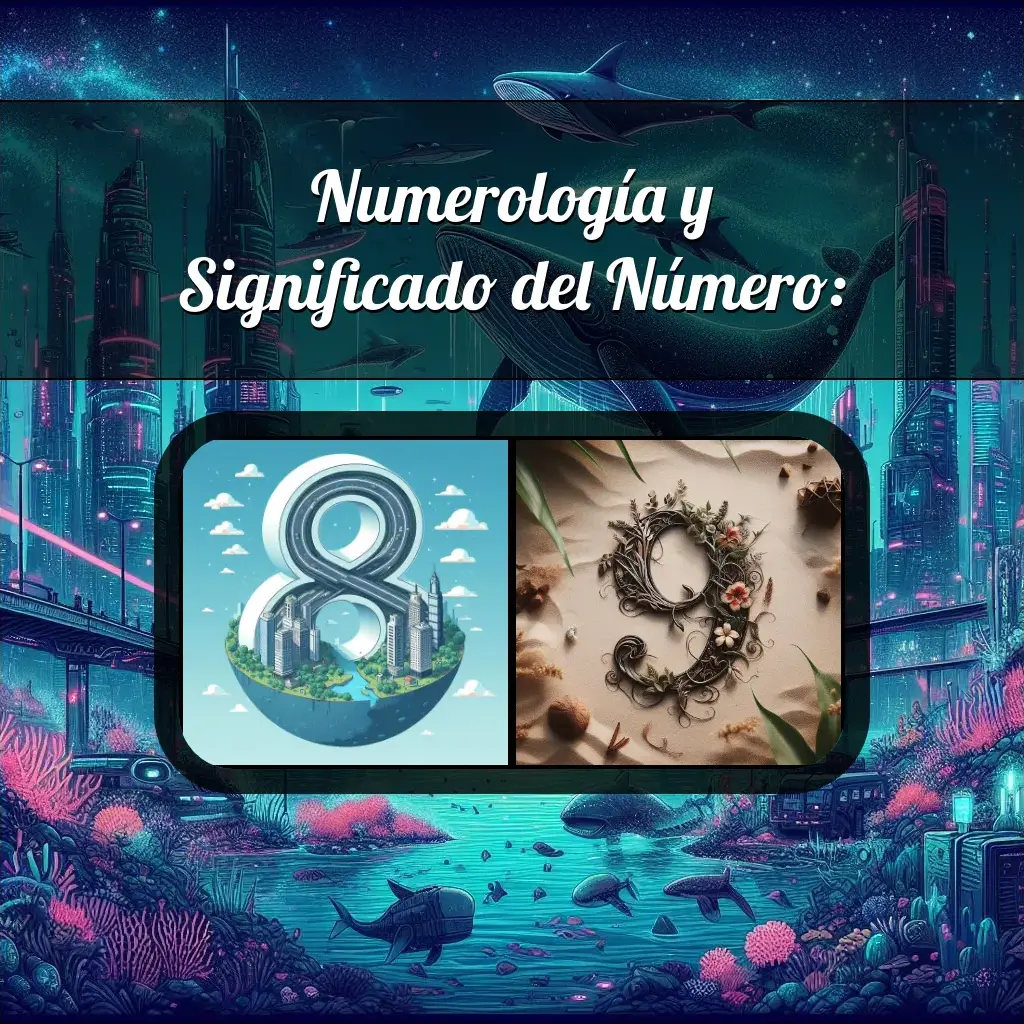 Una imágen que muestra el número 89 con los dos numeros que lo componen, la imagen muestra un fondo adecuado tras cada numero para reflejar mejor su significado.