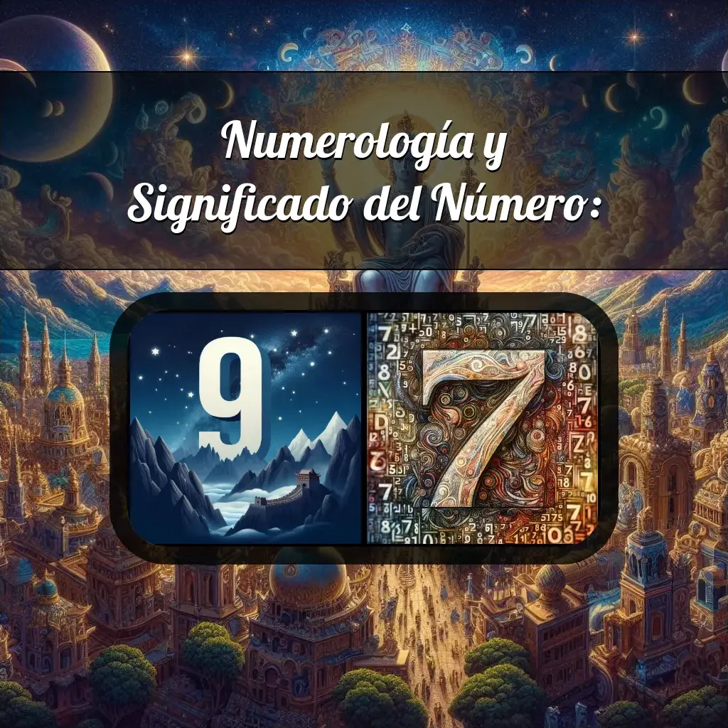 Una imágen que muestra el número 97 con los dos numeros que lo componen, la imagen muestra un fondo adecuado tras cada numero para reflejar mejor su significado.