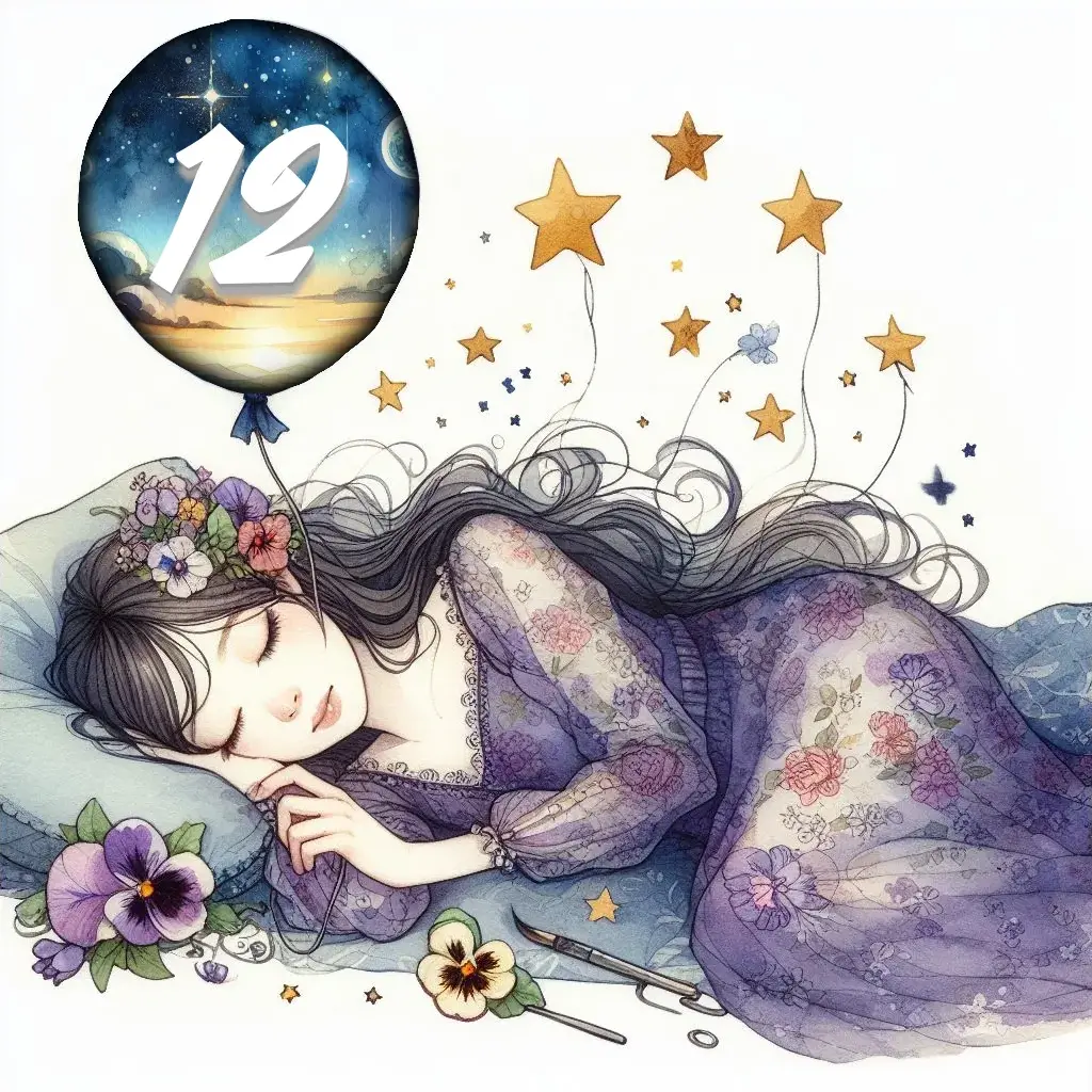 Chica durmiendo, y soñando con el número 12 y su significado.